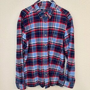 Vineyard Vines Mens Flannel Button Down Long Sleeve Shirt Plaid Red Blue 0490